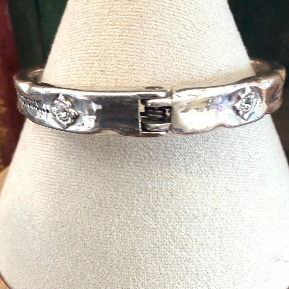 Brighton Silver-Plated Hinged Quote Bangle Bracelet - Picture 3 of 9
